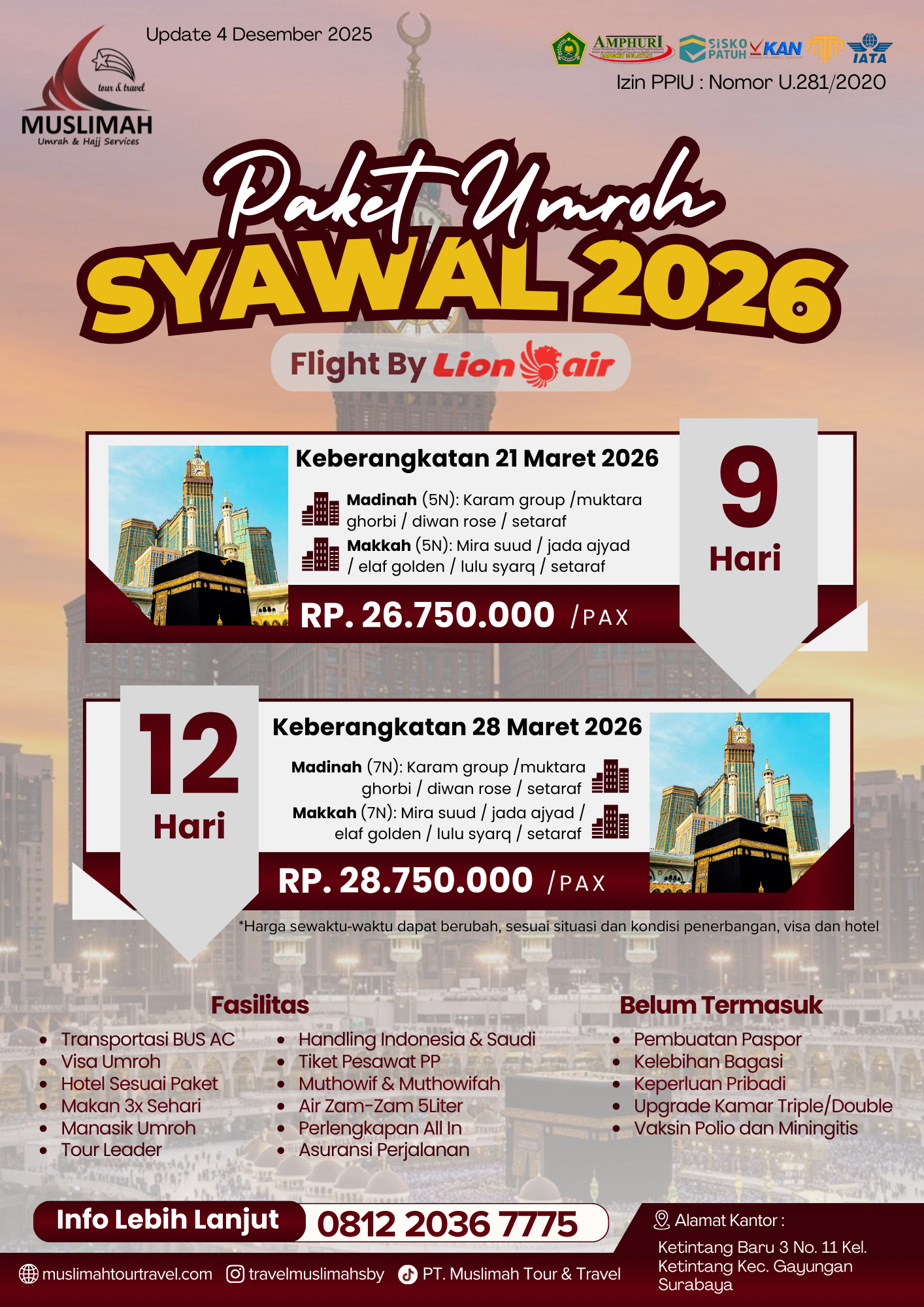 Paket Hemat  Umroh Syawal 2026 9 Hari